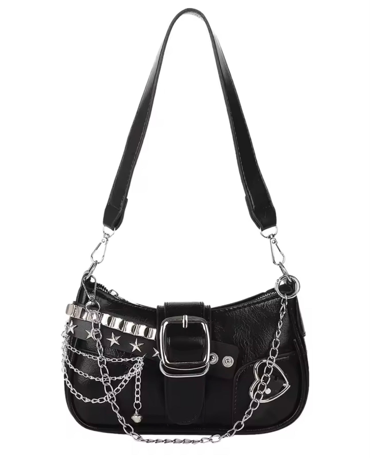 Y2K Baddie Chain Baguette Bag